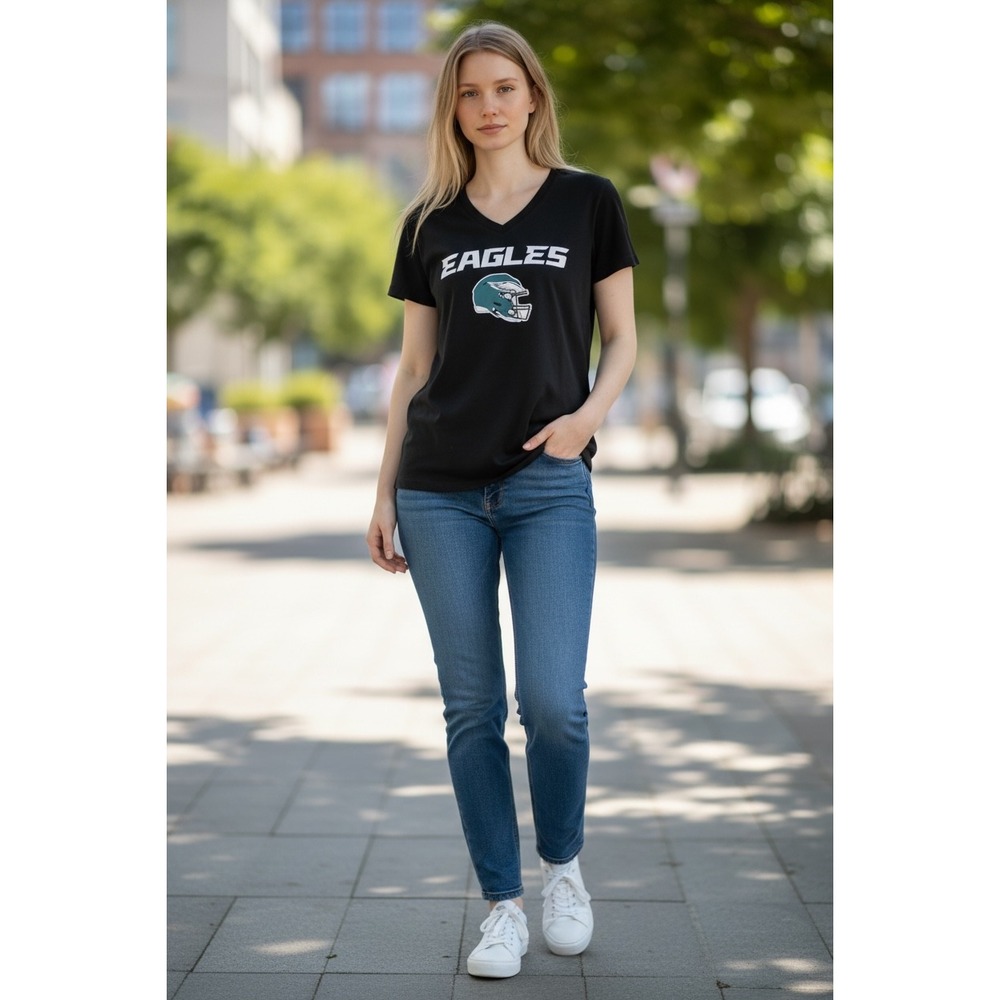 1139 Fanatics Philadelphia Eagles Cooper DeJean 33 V-Neck Black Womens Small